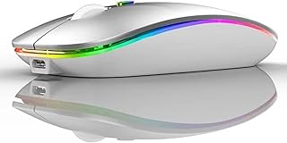 ماوس بلوتوث لا سلكية بإضاءة LED من نيزيز لماك بوك برو ماك اير اي ايباد الكمبيوتر لون فضي