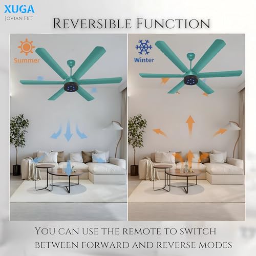 Image of XUGA Jovian F6T Premium Smart 1200mm, BEE 5-star BLDC fan,6 Blade,Remote Ceiling fan for Home, 100% Copper Motor,Energy Saving, High Air Delivery,LED(5 Year Warranty)