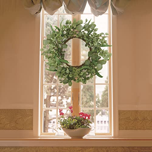 Amf0Resj 20 '' Green Eucalyptus Wreath For Front Door Artificial Spring Summer Wreath With Large Willow Leaf For Farmhouse Wall Window Outdoor Indoor Wedding Party Home Decor, White Gift Box Included #TOP4