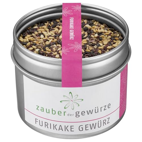 Zauber der Gewürze Furikake Gewürz - japanisches Reisgewürz mit schwarzem & weißem Sesam, als Topping für Reis, Gemüse, Onigiri, Top-Qualität in wiederverschließbarer Aroma-Dose, 60 g