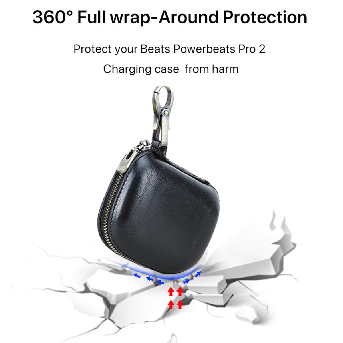 Etui z prawdziwej skóry do Powerbeats Pro2 z brelokiem, trwałe, odporne na wstrząsy, pełne etui ochronne, kompatybilne ze słuchawkami Bluetooth Powerbeats Pro2 2025, obsługa bezprzewodowego ładowania