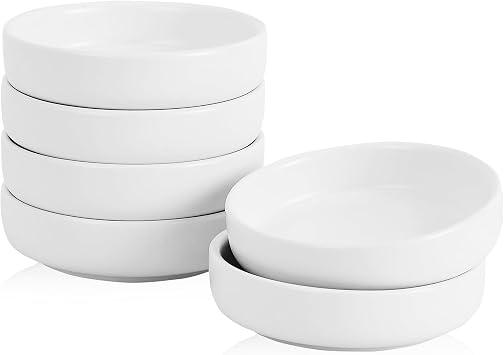 Ceramic Soy Sauce Dish,3.5 Inch Dipping Bowls Side Dishes Set of 6, Small Appetizer Pinch Dip Bowls for Condiments, Sushi, Ketchup, BBQ White