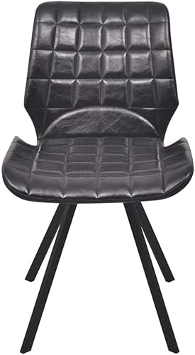 Miniatura 3 de Dining Chair Set of 4 Black Faux Leather Upholstered Chairs with Steel Frame for Kitchen Dining Room and Living Area