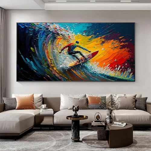 Impression sur toile de surf abstrait grand format 80x160 cm multicolore