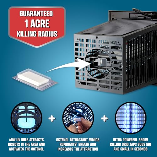 Image of Flowtron Bug Zapper, 1 Acre Outdoor, 40W UV Bulb, 5600V, Octenol Attractant | Bug zapper for backyards, patios, and farms - UV plus octenol lure clears mosquitoes, flies, and gnats - UL certified