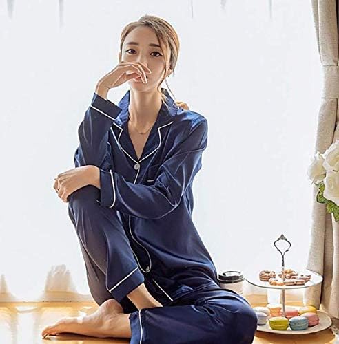 Pijama De Satén De Seda Para Mujer, Con Botones, Holgado, Suave, De