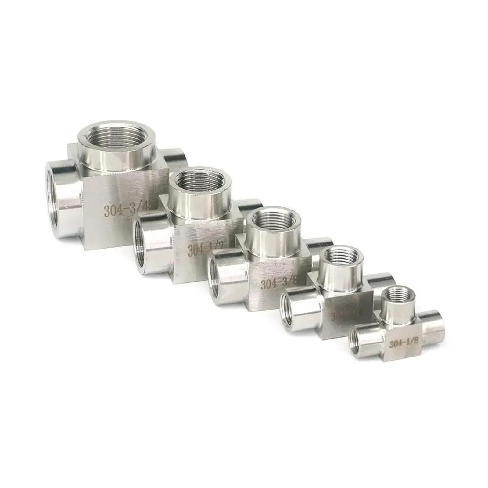 1/8" 1/4" 3/8" 1/2" 3/4" 1" M20x1.5 Female 304 Stainless Steel Equal tee 3 Way Pipe Fitting Adapters 2.5 Mpa(1")