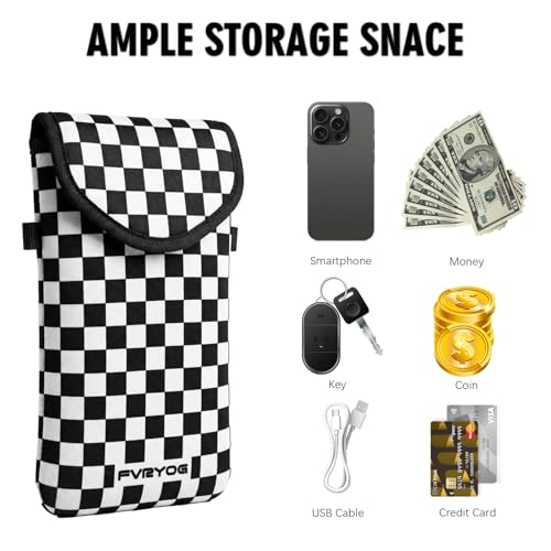 Image of Neoprene Phone Sleeve Pouch Case Bag for Men Women w /Crossbody Strap /Neck Lanyard for iPhone 17 /16 /15 /14 Pro Max, Samsung S25,Pixel 10