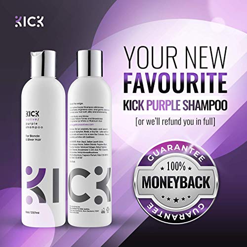 Kick Purple Shampoo For Blonde Hair – Award Winning, Purple Toning Blonde Shampoo Instantly Brightens & Washes Away Brassy Yellow Tones On Blonde, Silver, Grey Hair – 8Oz #TOP5
