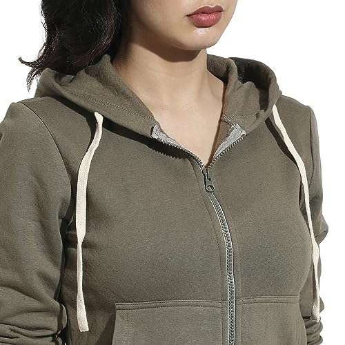 Image of PINACOLADA Women's Zip-Front Hoodie with Angled Open Pockets for Casual Wear | Hooded Neck | Long Sleeve | Zipper Closure | Cotton Sweatshirt Crafted with Comfort Fit for Everyday Wear