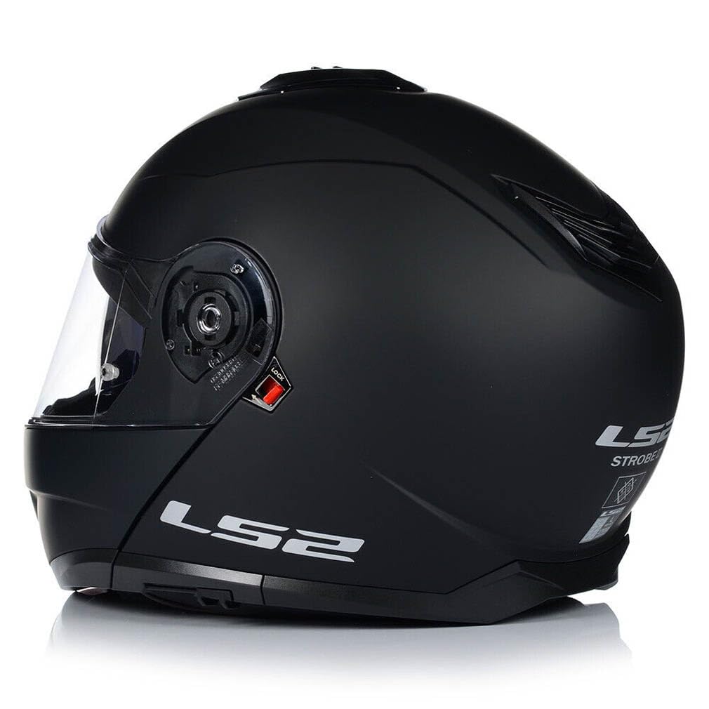 LS2 FF908 Strobe II Designed Negro Mate - Sena Bluetooth-Intercom Integrado - Casco de Moto Modular con Visor Solar - Homologado ECE 22.06