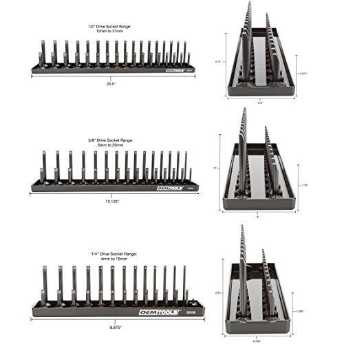 OEMTOOLS 22211 3 Piece Socket Tray Set, 90 Metric Socket Holder Set, Black, 3-Piece Metric - Image 2