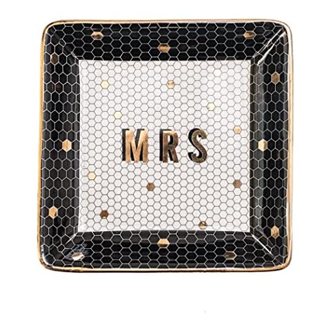 Sweet Water Decor Mrs. Jewelry Dish | Tile Vanity Tray | Engagement Gift | Bridal Shower | Wedding | Bedroom or Bathroom Accessories | Home Decor | Gold | Glam Cover