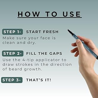 HUES FOR HIM Beard Fill & Grow Filler for Men | Growth Extract Formula | Waterproof, Smudge-Proof, Long-Lasting | Natural Look | Patchy Hair Coverage Solution (Black)