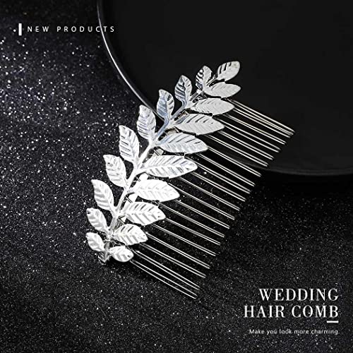 Catery Bride Wedding Leaf Hair Comb Silver Side Comb Bridal Hair Pieces Clips Greek Roman Laurel Leaf Headpiece Wedding Hair Accessories For Women And Girls (Silver) #TOP2