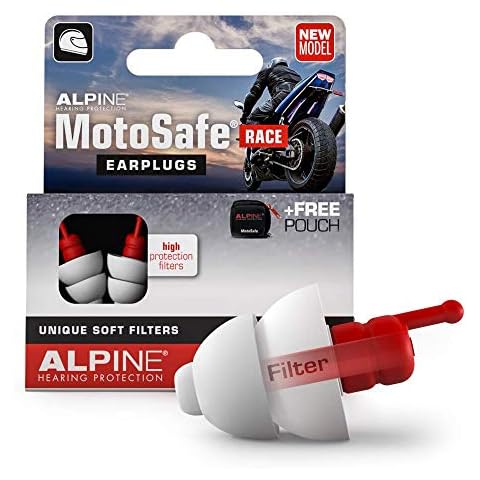 Alpine MotoSafe Race Motorcycle Earplugs - Prevents Hearing Damage While Motorcycling and Traffic Still Audible - Comfortable Hypoallergenic Motorbike Earplugs - Reusable Earplugs, 1 Pair Cover
