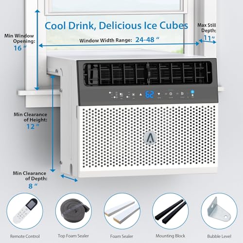 Image of Window Air Conditioner 6000 BTU, U-Shaped Design, Ultra Quiet, WiFi Enabled, Energy Efficient, Remote Control, Cools Up to 350 Sq.Ft, White