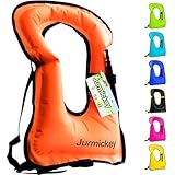 Inflatable Snorkel Vest Adults, Portable Snorkel Jacket, Buoyancy Vest for Snorkeling, Swimming, Kayaking, Boating, Safety Load Up to 220 Ibs (Orange)