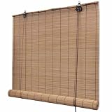 vidaXL Tapparella Avvolgibile Bambù Marrone 80x160 cm Persiana Tenda Oscurante...