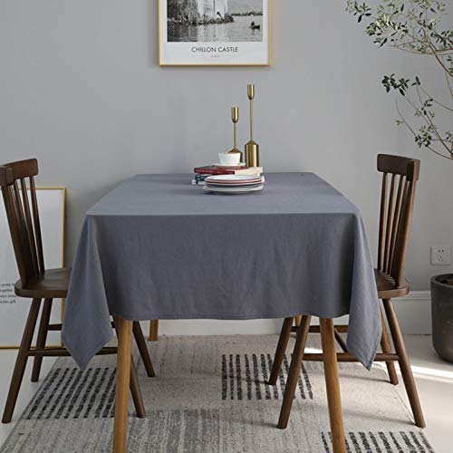 Nappe en coton gris 130x200 cm imperméable et antitache pour table - 2