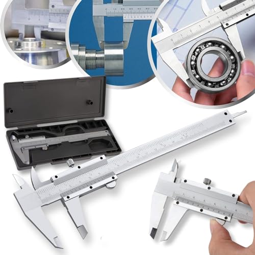 Paquímetro Universal Calibre Analógico Mecânico 150mm Metálico Aço Profissional Medição Passo 0,02mm