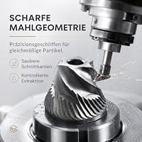 Thiru Handkaffeemühle manuell, Testsieger 2026*, Edelstahl-Kegelmahlwerk mit 60 Mahlgraden & Doppellager – Espresso mit Crema, Filterkaffee & French Press, Holzgriff & 2 Glasbehälter (Walnussgriff) – Ansicht 2