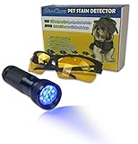 Urine Detector LED Blacklight Kit - Find Dry Smelly Cat and Dog Urine Stains Around the House So That You Can Remove The Odor - Safety Glasses, Batteries, and User Guide Included