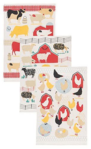 Now Designs Cotton Floursack Kitchen Dish Towels, Set Of Three, Farm To Table 3 Count #TOP1