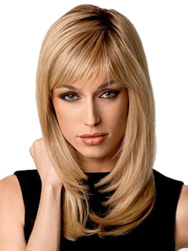 royalfirst natur Ombre Blond Gerade Perücken - Schulter Länge Lange Gerade Blondes Haar Perücken mit dunkler Root für Frauen + Perücke Cap Cover