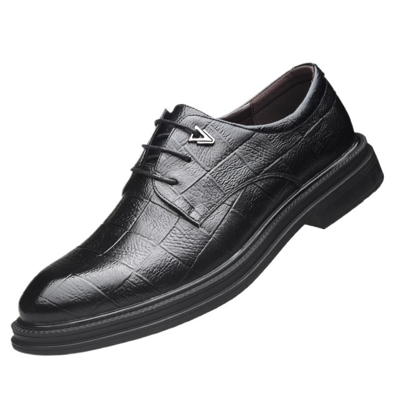 Mens Dress Formal Shoes Lace Up Top-Grain Platform Leather Low Top Outdoor Working Round Toe