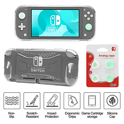 Switch Lite Accessories Bundle, Kit with Carrying Case,TPU Case Cover with Screen Protector,Charging Dock,Playstand, Game Card Case, USB Cable, Stylus,Thumb Grip Caps for Nintendo Switch Lite (Black)