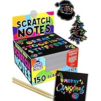 Stocking Fillers Kids Rainbow Scratch Notes - 150 Sheets - Fits Small Gift Bags, Teen Boy & Teenage Girls Stocking Fillers - Early Christmas Presents for Kids and Teens - Craft Activity Gift for Teens