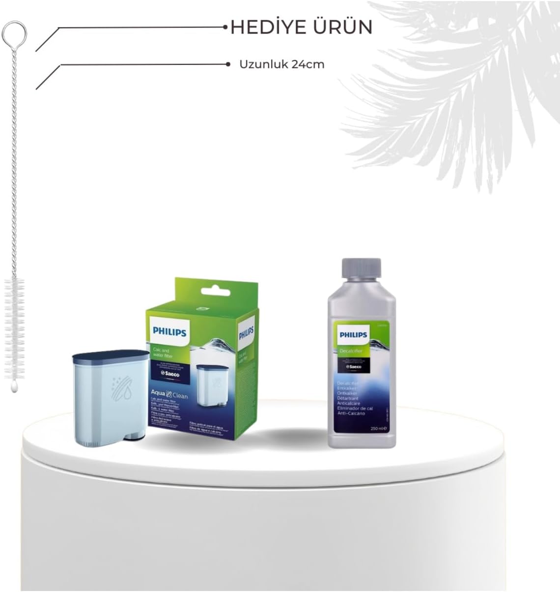 Philips CA6700/10 ile Uyumlu Espresso Makinesi Bakım Seti, Kireç Temizleme Solüsyonu CA6903, Aqua Clean Filtre 2’li Set