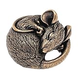 Bronze Miniature Sleeping Mouse Brass Animal Sculpture Mouse Collectible Figurine Netsuke Style Statuette Miniature Pendant Mouse