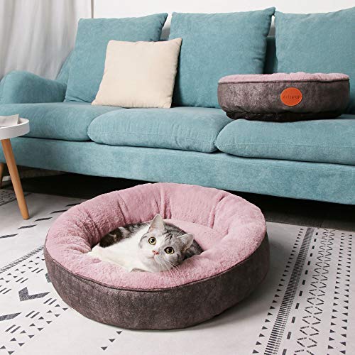 Small Dog Bed Calming Dogs Bed For Small Medium Puppy Dogs Anti-Anxiety Puppy Bed Machine Washable Warming Cozy Soft Pet Round Cat Beds #TOP4