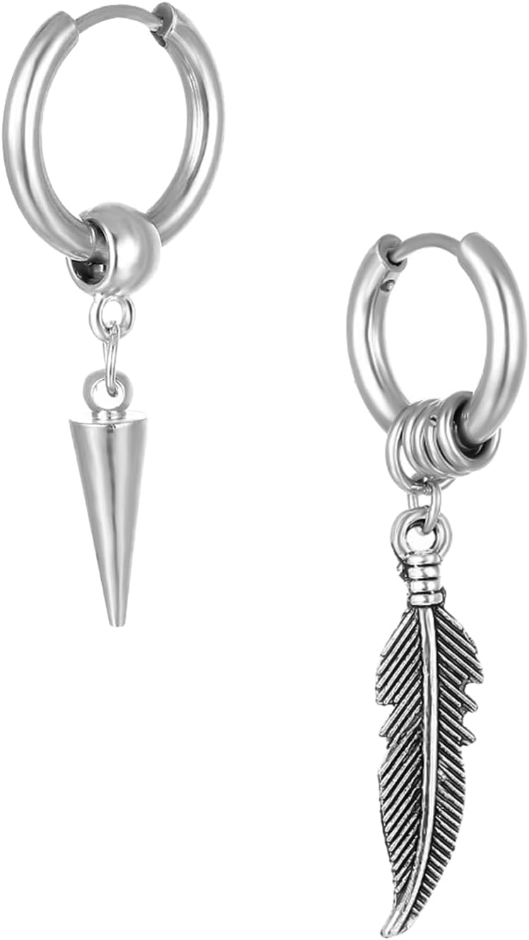 Earrings for Boys and Men | Fashion Hoop Earrings Set | Stainless Steel Huggie Hoop Earrings Combo | Accessories Jewellery for Men and Boys | Birthday and