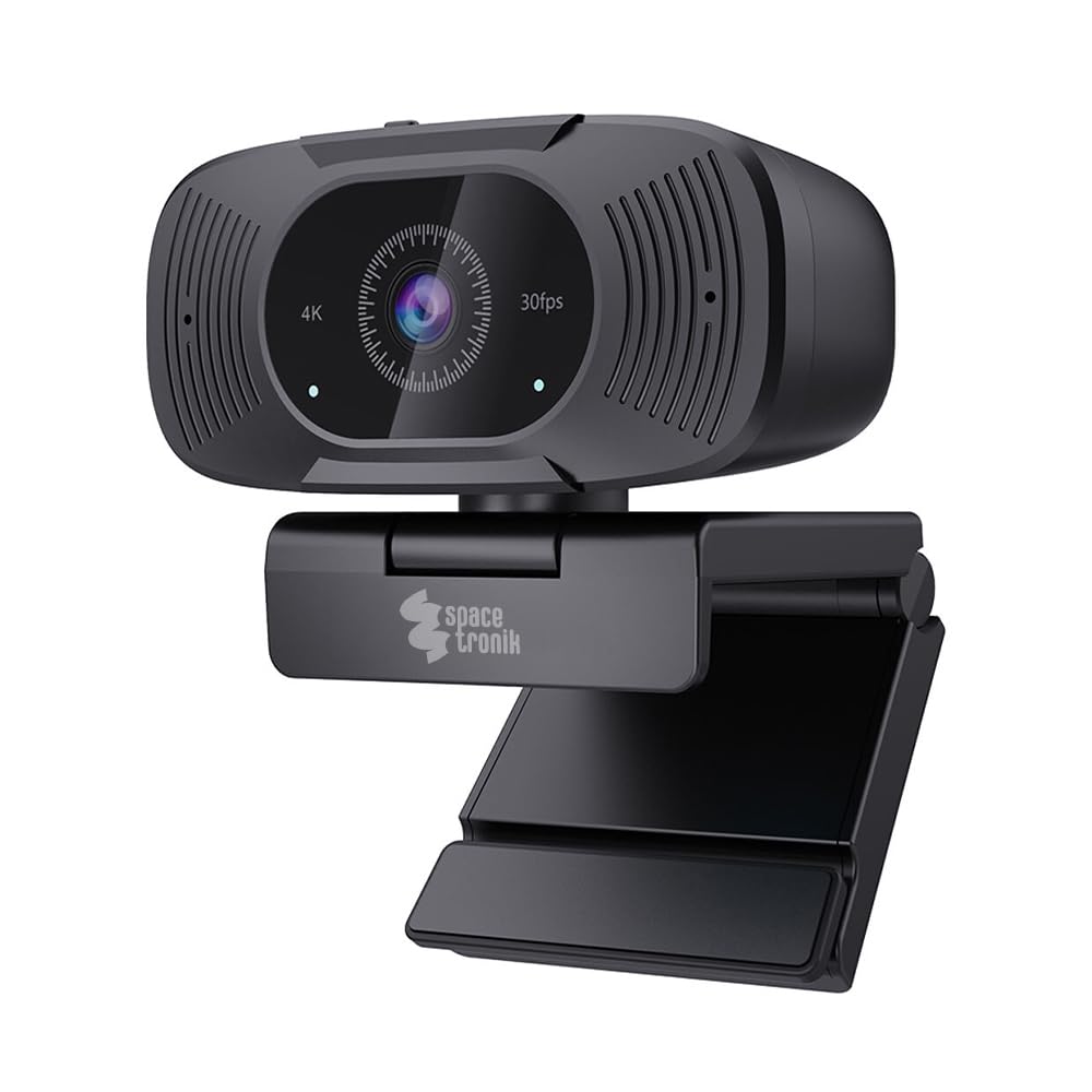 Spacetronik 4K Webcam USB, PC Kamera UHD mit Mikrofon | 4K für Home Office und Streaming, F1.8 für schwaches Licht, Rauschunterdrückung, integrierter Sichtschutz, Plug and Play