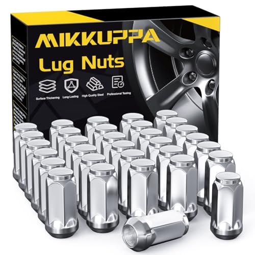 Image of MIKKUPPA M14x1.5 Wheel Lug Nuts, Replacement for Chevy Silverado Ram 1500 2500 3500, Ford F250 F350 Super Duty, GMC Sierra Aftermarket Wheel, Chrome 32pcs Long Closed End Tire Nuts | Replacement for Chevy Silverado Ram 1500 2500 3500, Ford F250 F350 Super Duty, GMC Sierra Aftermarket Wheel