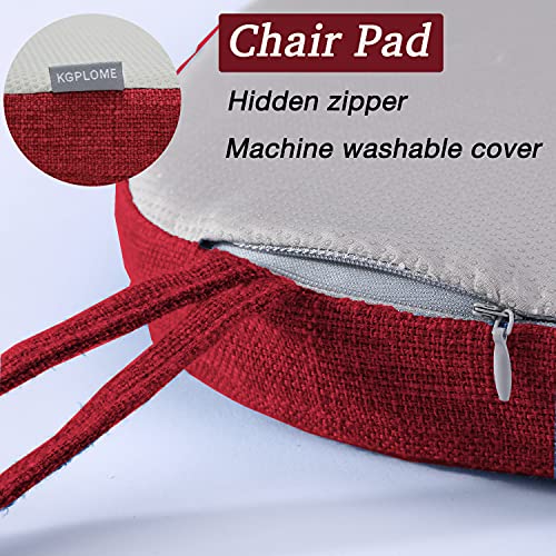 Kgplome Chair Cushion With Ties For Dining Chairs - Memory Foam Non Slip Kitchen Chair Pad And Dining Seat Cushion With Machine Washable Cover [16.5 X 16.2 Inches] (Red, 1) #TOP5