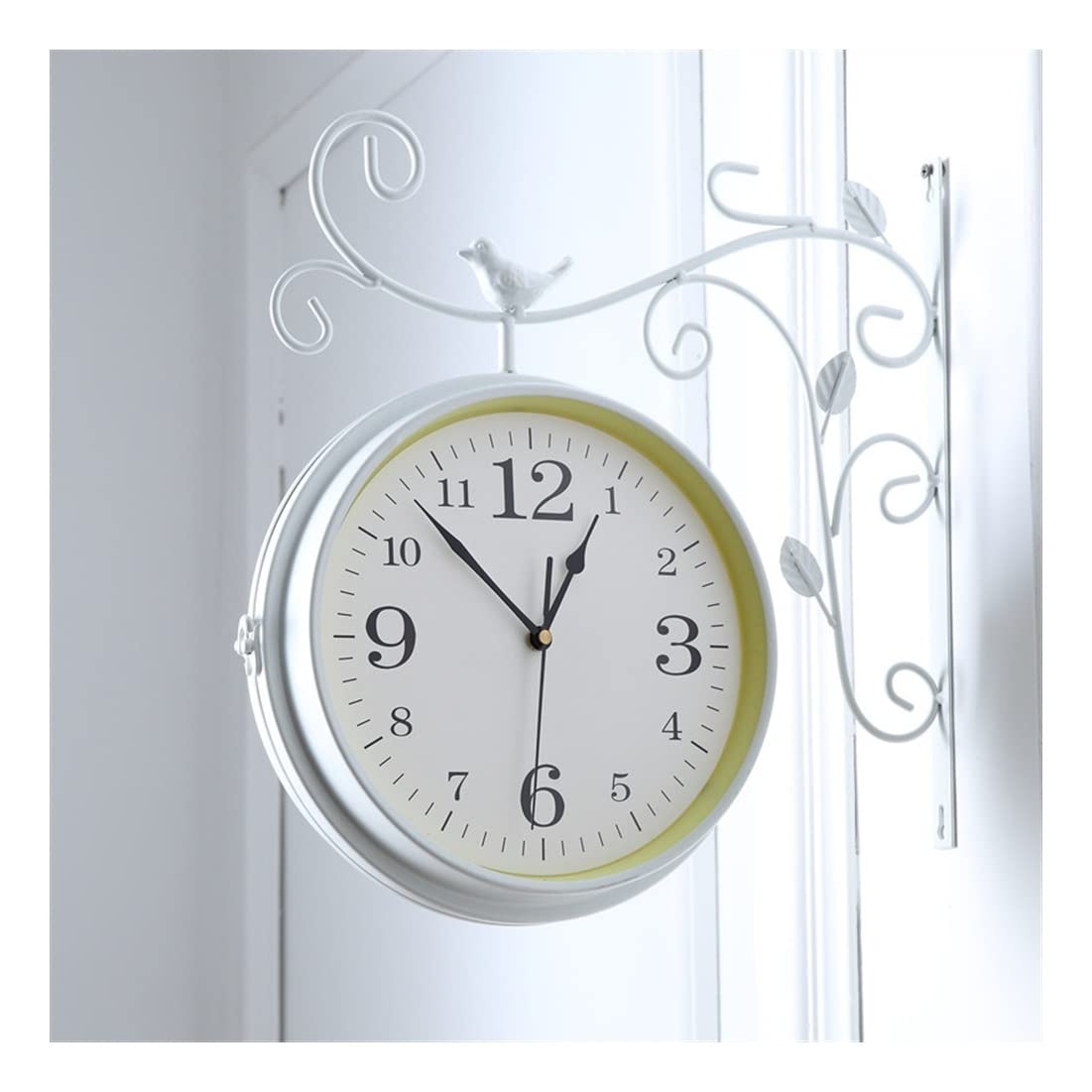 Amazon.co.jp: 両面壁掛け時計 レトロアイアンバード両面壁掛け時計