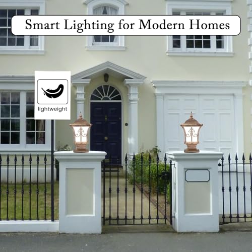 Image of GIGAWATTS ‎TRISHUL Outdoor Gate Light - 101% Rust & Waterproof Die-Casting Aluminium Exterior Piller Lamp Base Mount for Garden, Boundary Walls & Home Entrances (B22 Holder, Bulb Not Included, Gold)