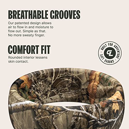 Groove Life RealTree Camo Silicone Ring - Breathable Rubber Wedding Rings for Men, Lifetime Coverage, Unique Design, Comfort Fit Ring3