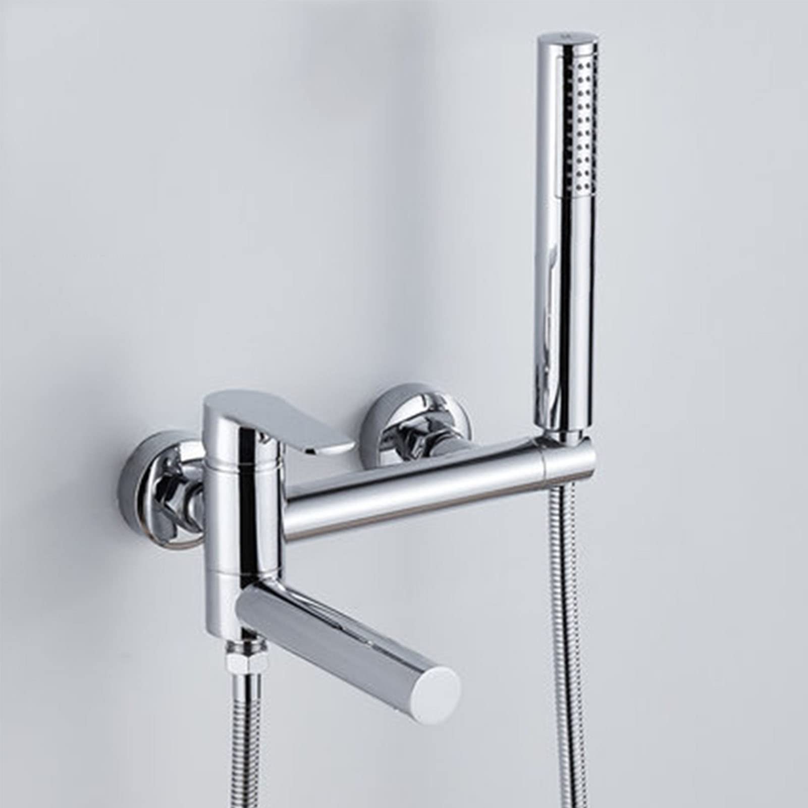WXPGFEQ Bathtub Mixer Faucet, Bathtub Tap with Hand Shower, Swivel Tub Spout, Wall Mounted Bathroom Shower Faucet Hot Cold Water Mixer Tap,Chrome