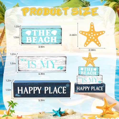 Image of 4 Pcs Summer Wooden Table Decor, Summer Decorations Gifts