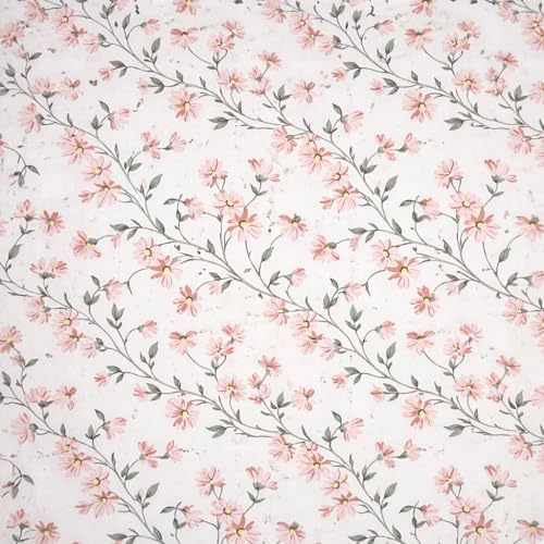 Image of Designer Floral Printed Flat Bedsheet for Double Bed 200tc to 220tc | Ultra Soft Cotton Fabric | King /Queen Size Top Sheet with 2 Matching Pillow Covers - 228 x 228 Cm, White Flower
