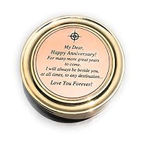 Anniversary Brass Sundial Compass with Special Engraved Greeting - Romantic Gift Ideas for Him/Her - Husband Gifts from Wife, Aniversity Gifts for Men, Wedding