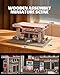 MOCBURIKU 1/64 Diorama for Diecast Cars, 73-Piece 3D Wooden Puzzle with LED Lights, 2-Hour Assembly, Display Case for Hot Wheels Garage (Gas Station)
