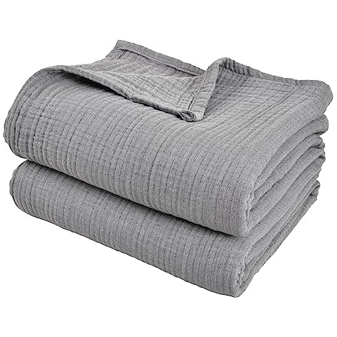 PHF 100% Cotton Muslin Throw Blanket Cover