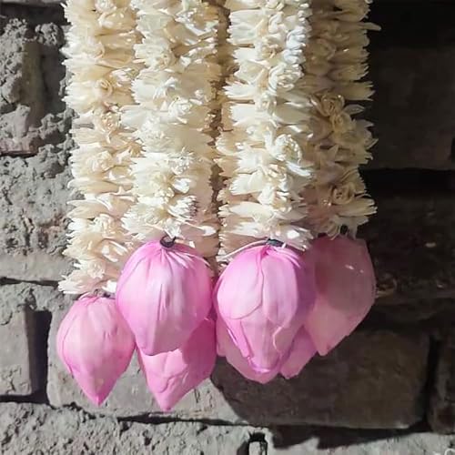 Divyakosh Lotus Wall Hanging for Temple, Stage Decor, Handmade Fabric Floral Decoration for Home, Diwali, Festival 34 inch, Export Quality Multicolor 7 Pcs