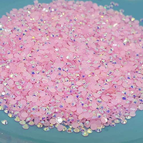MajorCrafts 2000pcs 5mm ss20 Jelly AB Flat Back Round 14 Facets Resin Rhinestones Arts and Crafts Embellishment Gems (Baby Pink AB C76) - Image 2